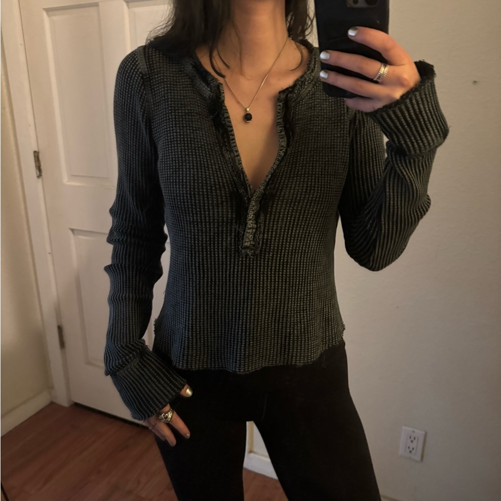 Free People Distressed v-neck Top